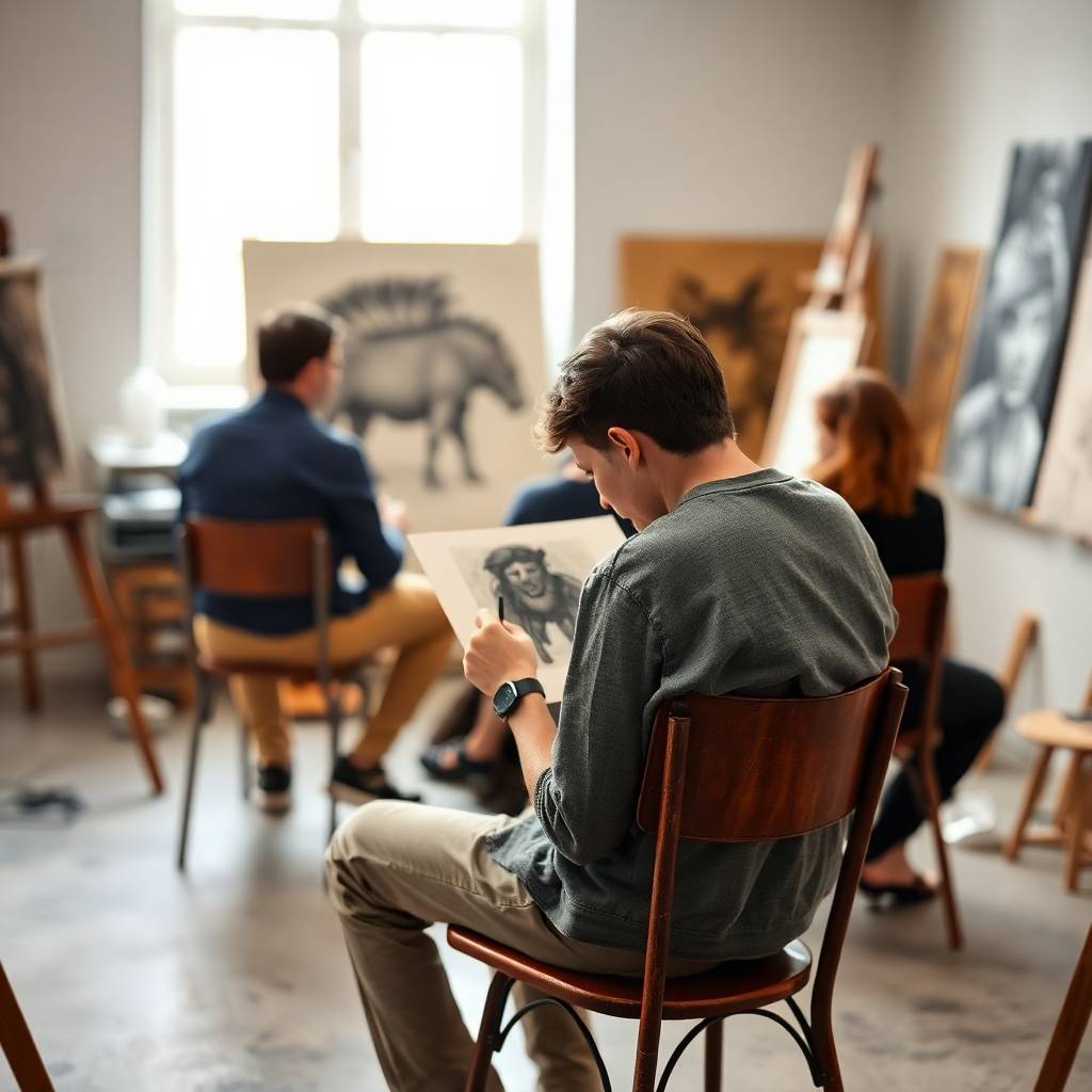 Resim, heykel ve dijital sanat gibi çeşitli projeler üzerinde çalışan öğrencilerle dolu canlı bir sanat stüdyosu, Vaveyla Sanat Atölyesi'nde sunulan çeşitli sanatsal faaliyetleri sergiliyor.