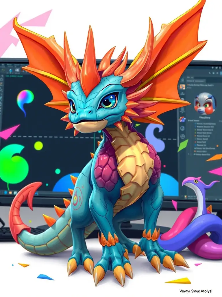 A digital illustration created by a student at Vaveyla Sanat Atölyesi, showcasing skills in 3D modeling and animation software.