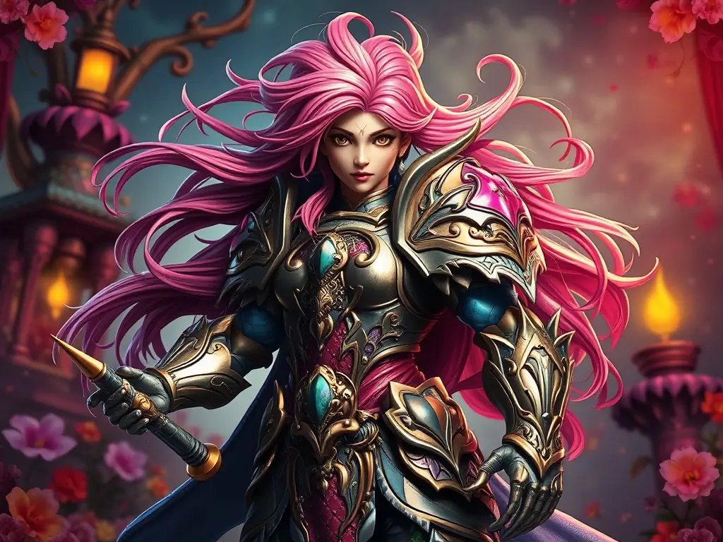 A student's digital illustration of a fantasy character, showcasing vibrant colors and intricate details, created during the digital illustration course at Vaveyla Sanat Atölyesi.